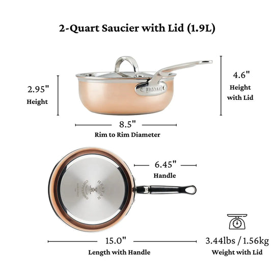 Hestan Copper Induction Saucier Pan, 2-Quart