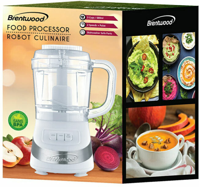 Brentwood Food Processor- 3 Cup (White)