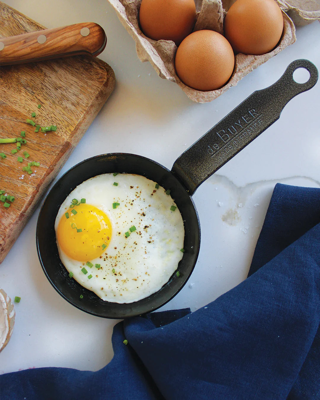 Blue Carbon Steel Egg Pan