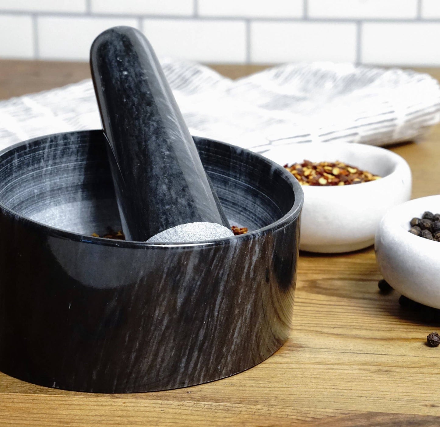 Marble Mortal & Pestle - Black