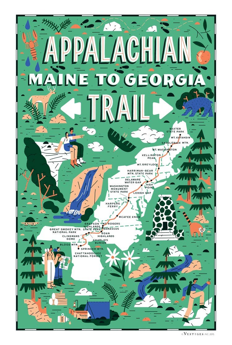 Appalachian Trail Region Tea Towel