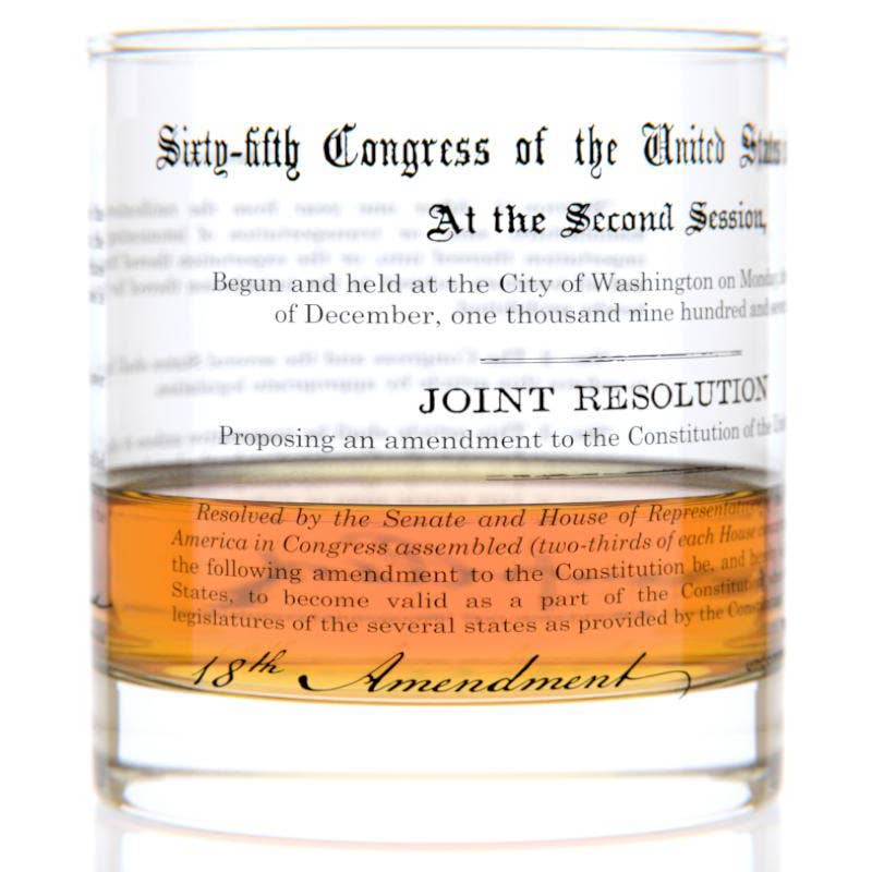 18th Amendment Rocks Glass