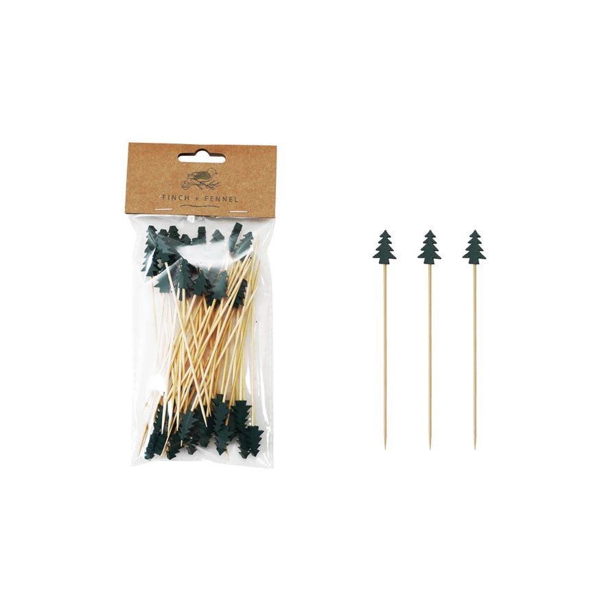 Single Use Bamboo Skewers Tree Shape 50 ct