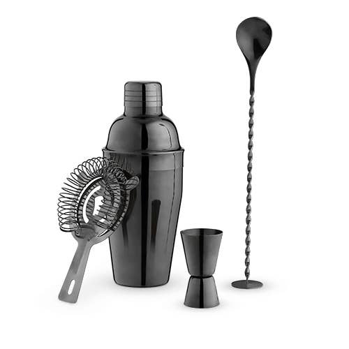 Jet™ Gunmetal Black Barware Set