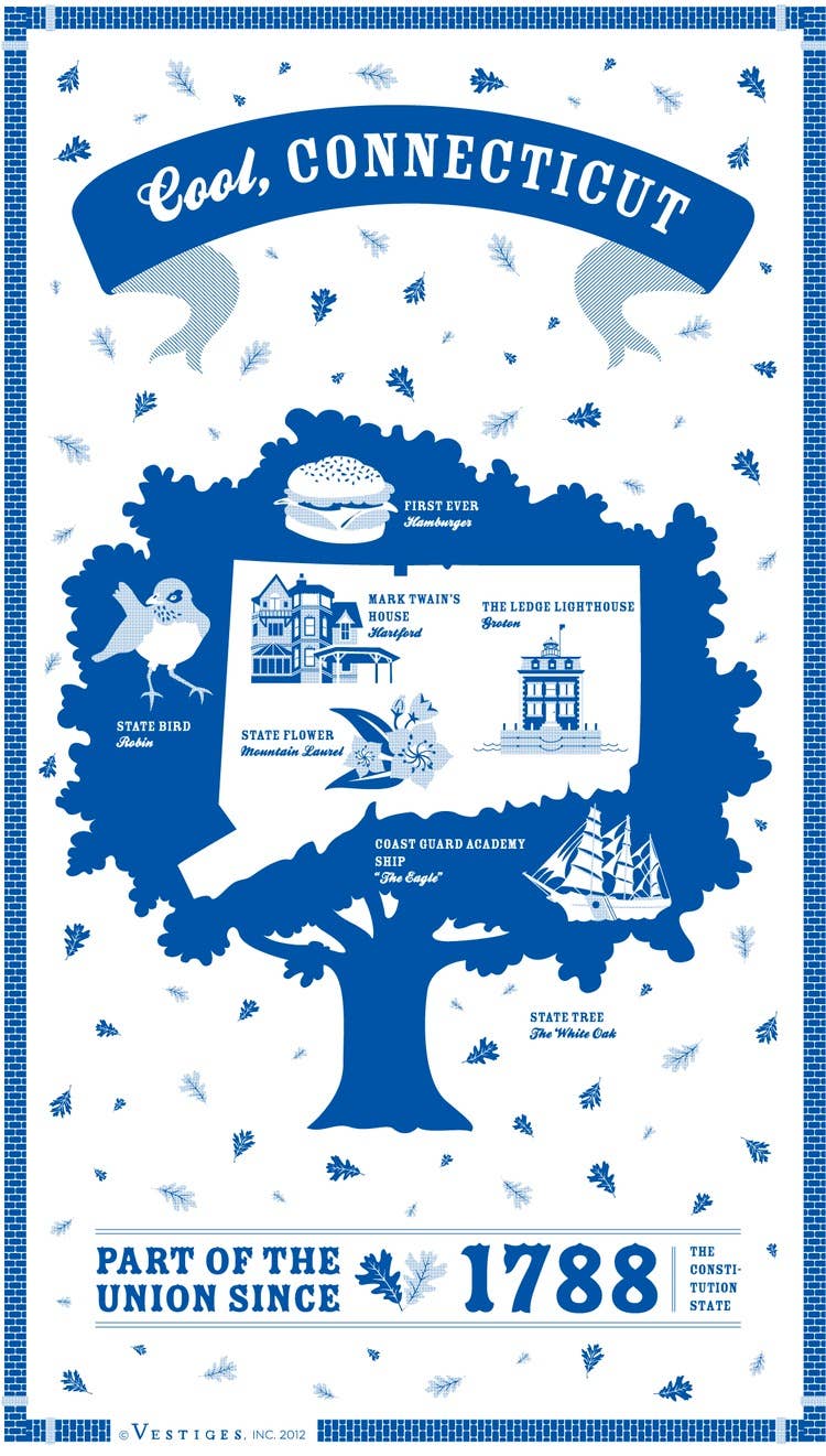 Connecticut State Tea Towel