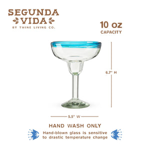Primavera Recycled Glass Margarita Glasses - Set of 2