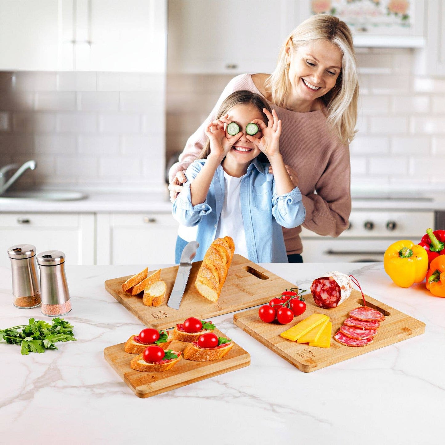 3-Piece Premium Bamboo Wooden Cutting Board Set