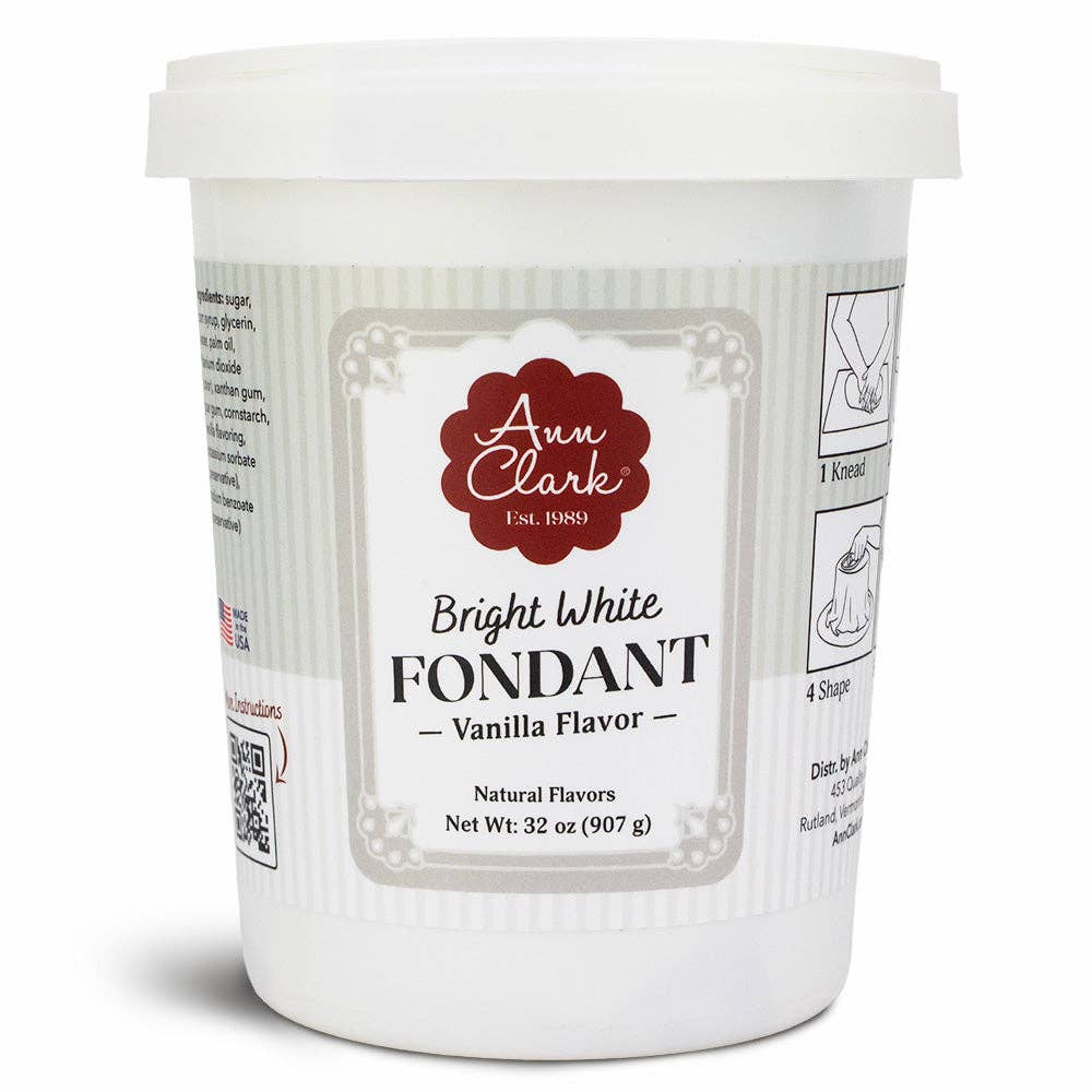 Ann Clark Bright White Fondant, Vanilla Flavor, 32 oz