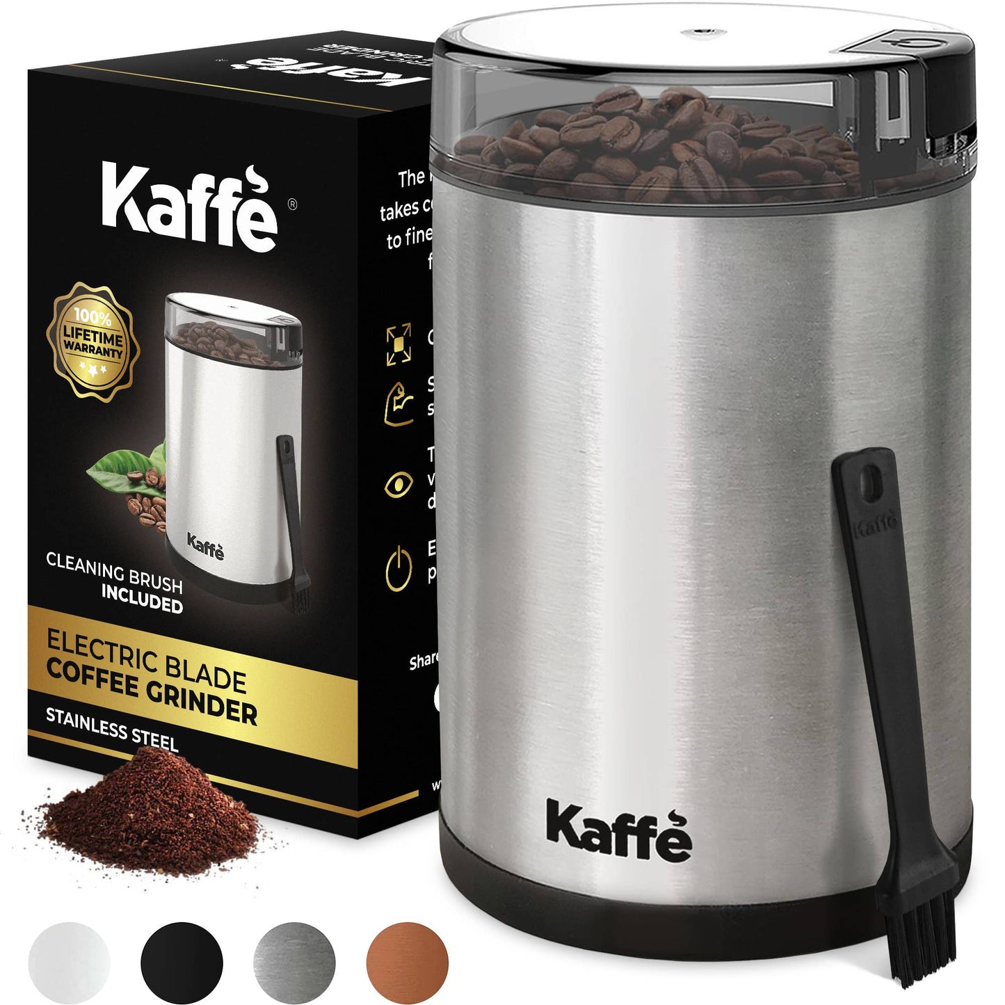 Kaffe Electric Coffee Grinder w/ Cleaning Brush - 3oz