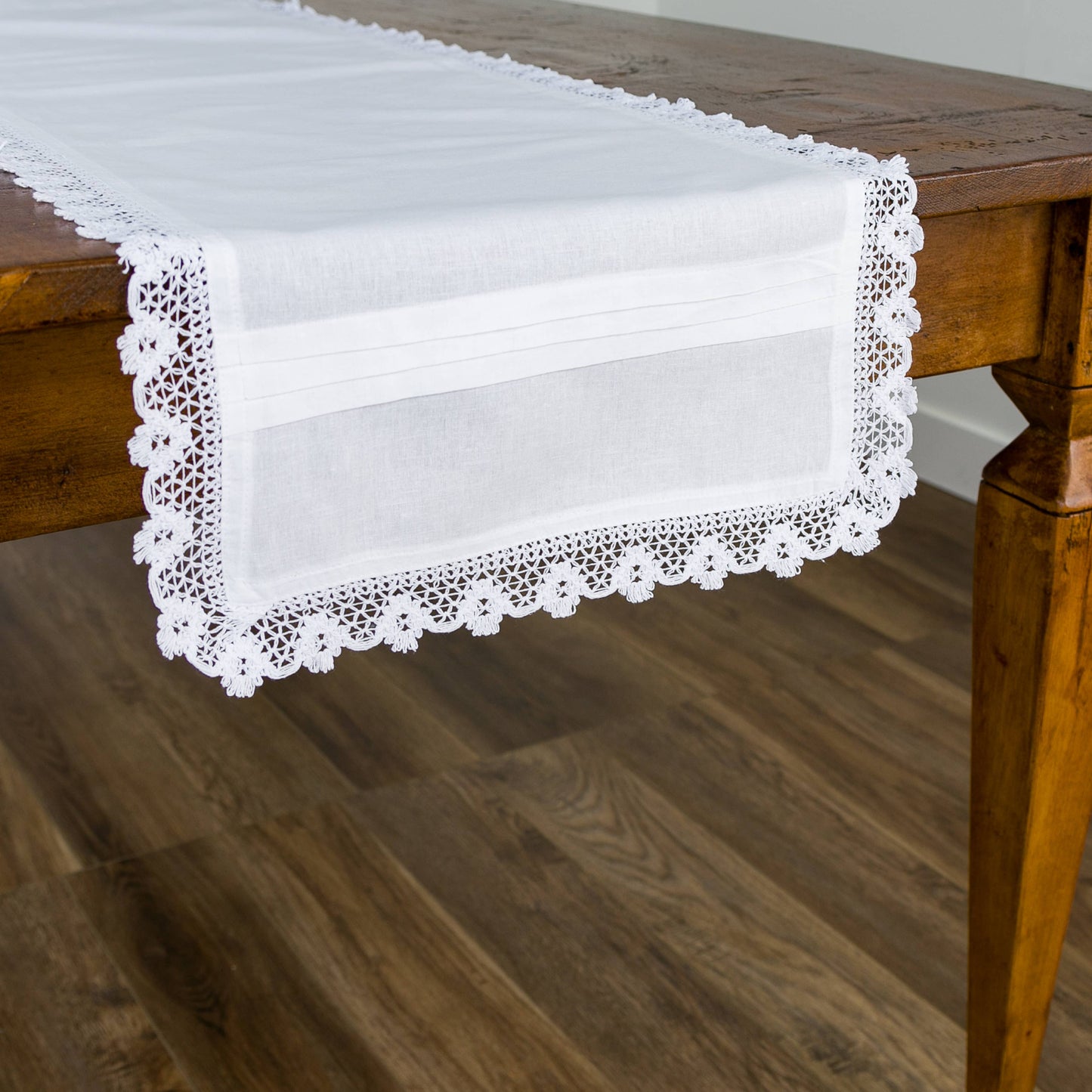 Glenfield 16x72 White Cotton Linen Table Runner