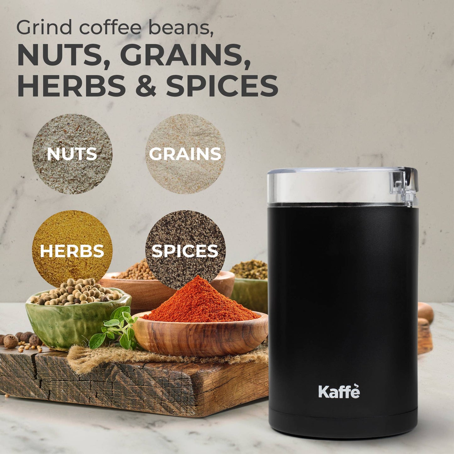 Kaffe Electric Coffee Grinder w/ Cleaning Brush - 3oz