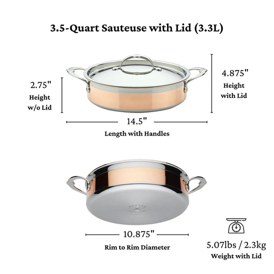 Hestan Copper Induction Braiser with Lid, 3.5-Quart
