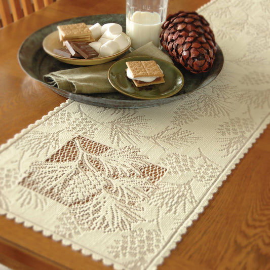 Woodland 14x60 Ecru Lace Rustic Lodge Table Runner