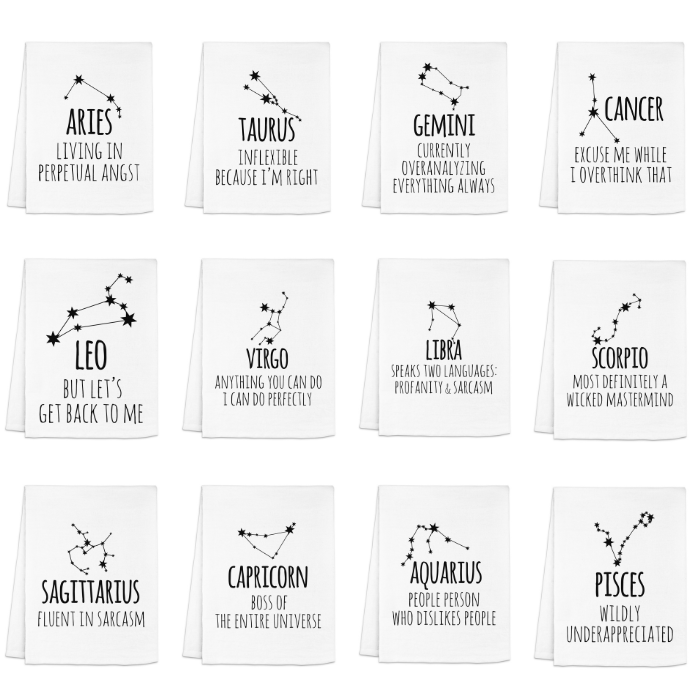 Funny Zodiac Dish Towels