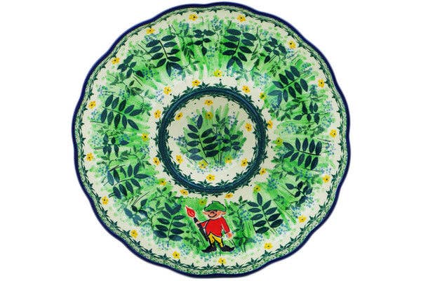 Chip and Dip Platter 10" Green Tranquility Theme UNIKAT