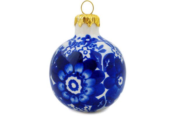 Christmas Ball Ornament 3" Fancy Floral Theme UNIKAT