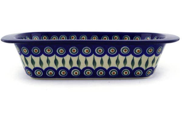 Rectangular Baker 13" Peacock Leaves Theme