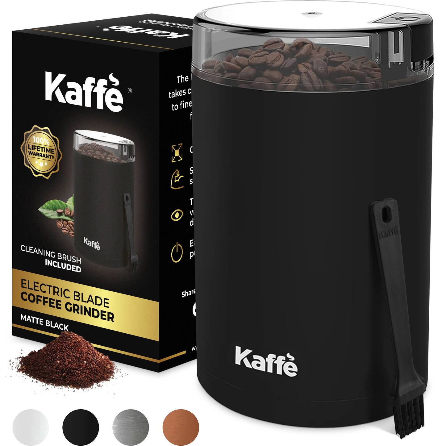Kaffe Electric Coffee Grinder w/ Cleaning Brush - 3oz