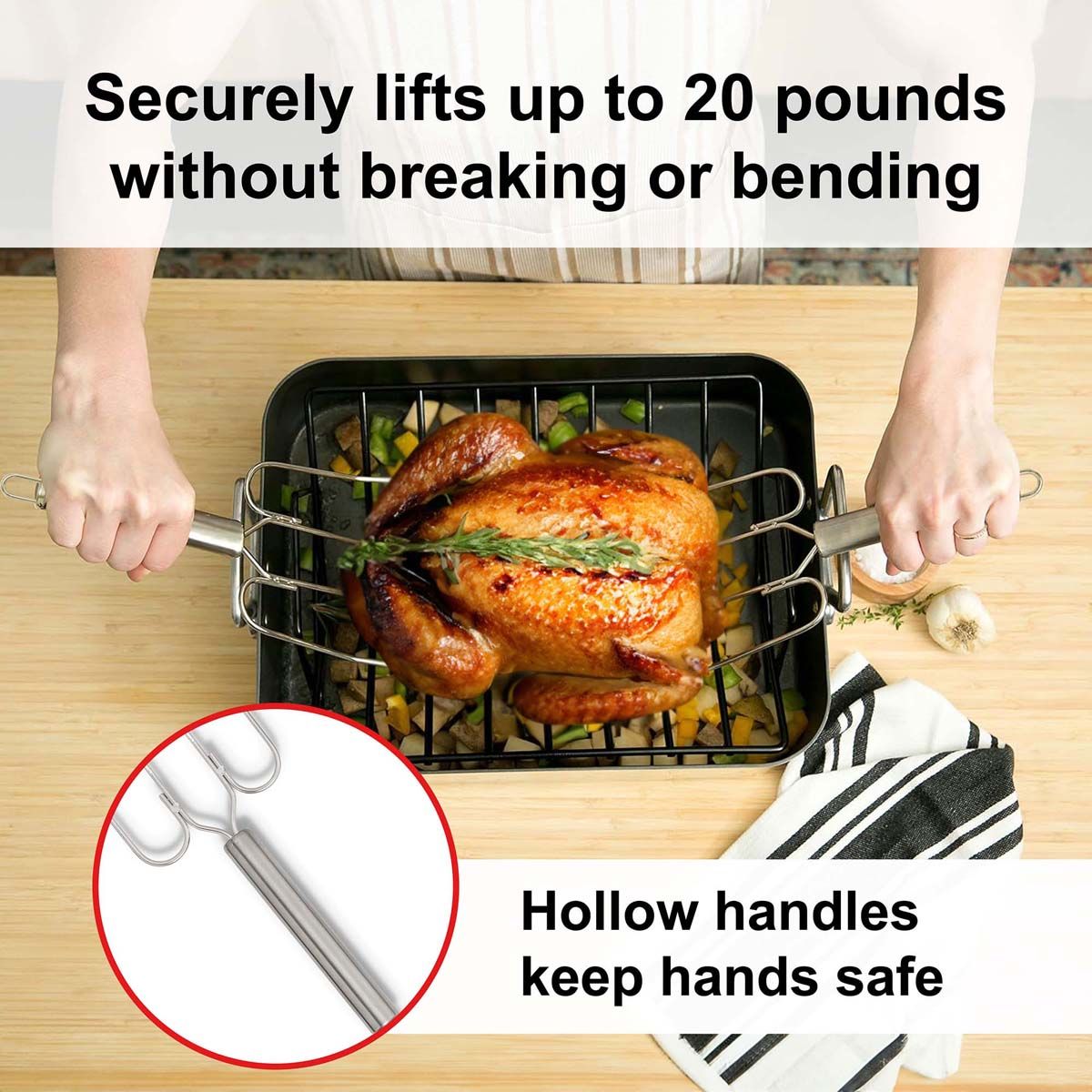 HIC Kitchen Roasting Turkey Lifter Forks, Set of 2