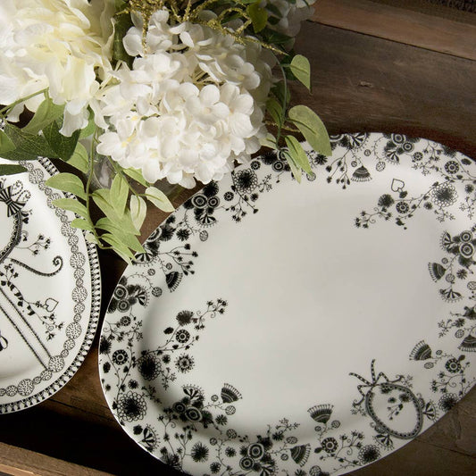 Porcelain Flower Platter  10 in X 14