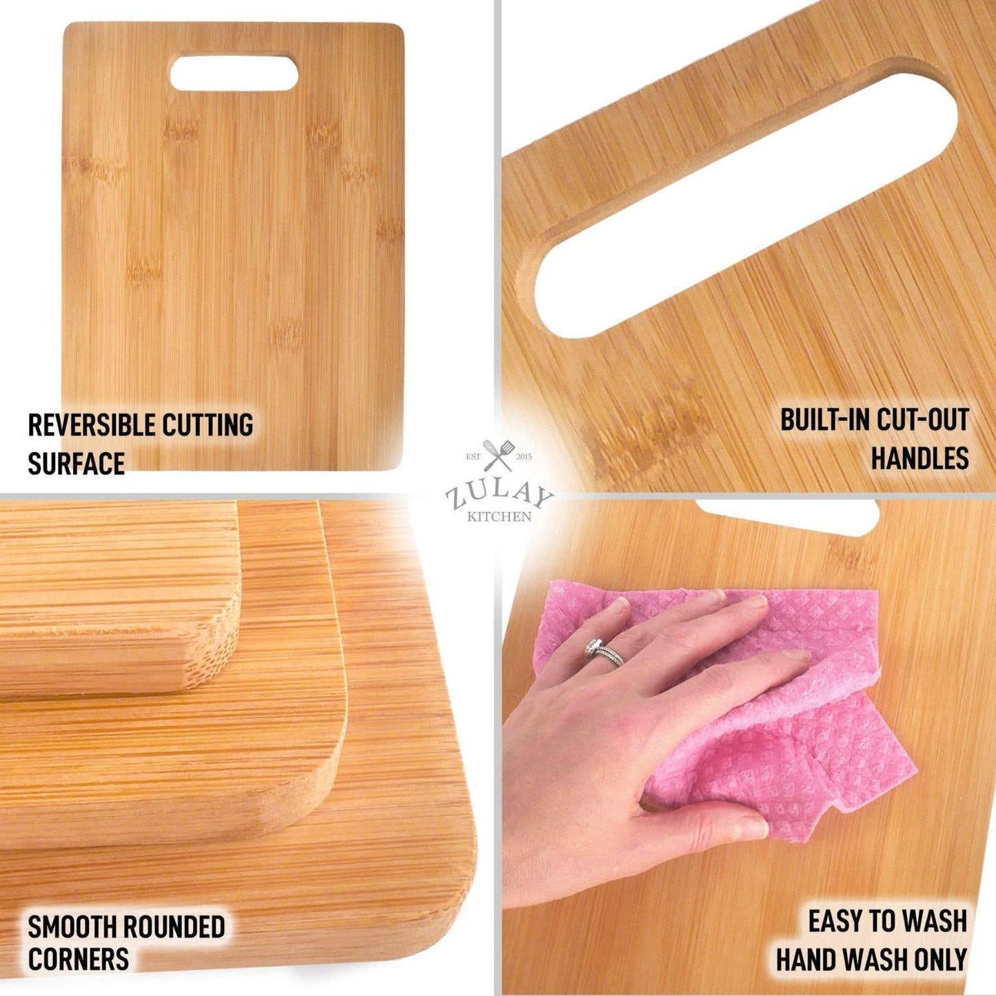 3-Piece Premium Bamboo Wooden Cutting Board Set