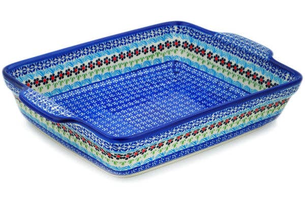 Rectangular Baker with Handles 15" Spring Country Trip Theme