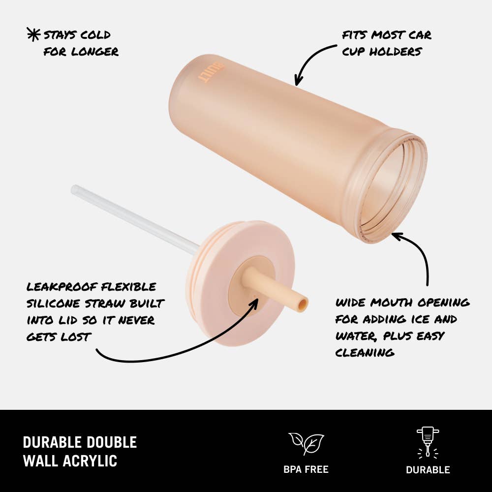 20oz Peach Straw Seal Bedford Tumbler