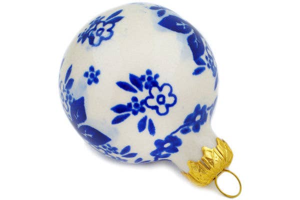 Christmas Ball Ornament 3" Fancy Floral Theme UNIKAT