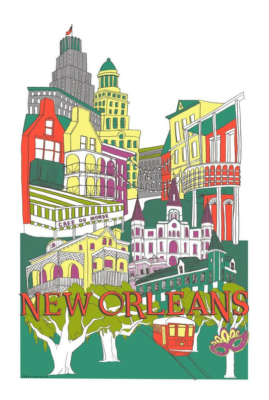 New Orleans City Collage Tea Towel