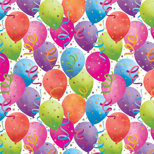 Balloon White Gift Wrap - Roll