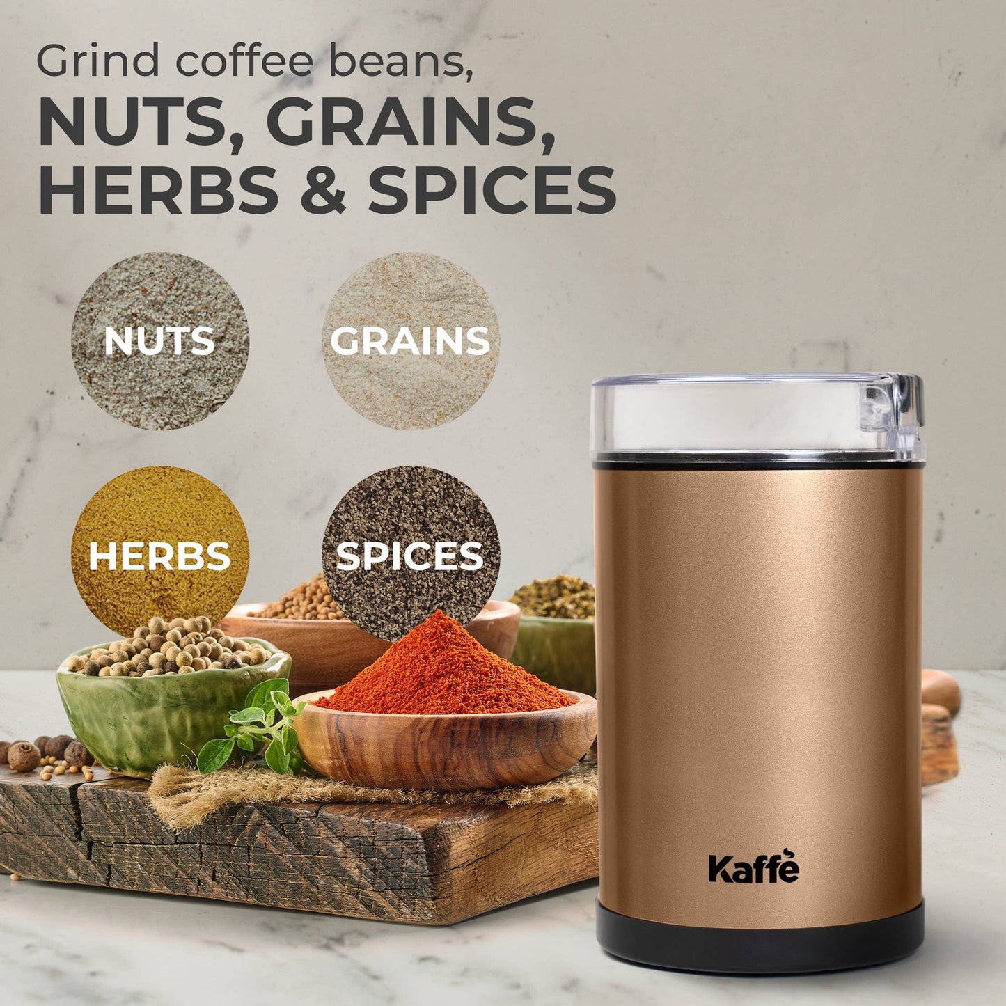 Kaffe Electric Coffee Grinder w/ Cleaning Brush - 3oz