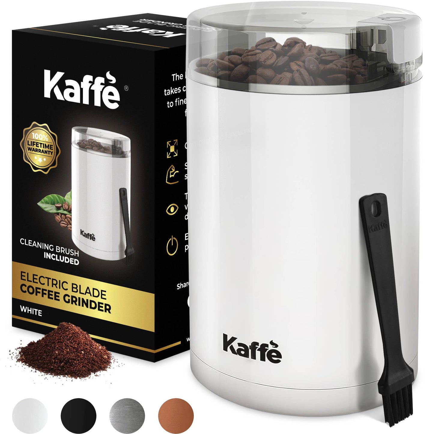 Kaffe Electric Coffee Grinder w/ Cleaning Brush - 3oz