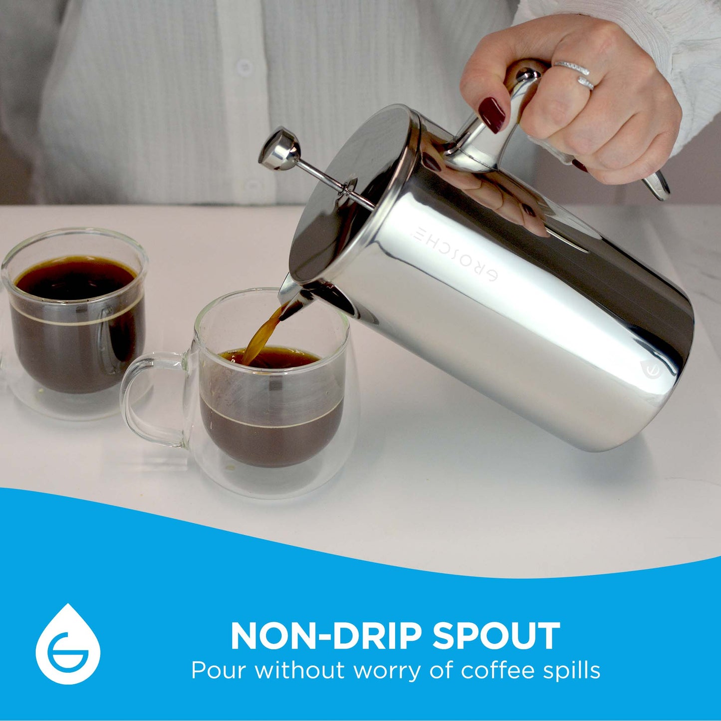 GROSCHE DUBLIN Stainless Steel Double Wall French Press