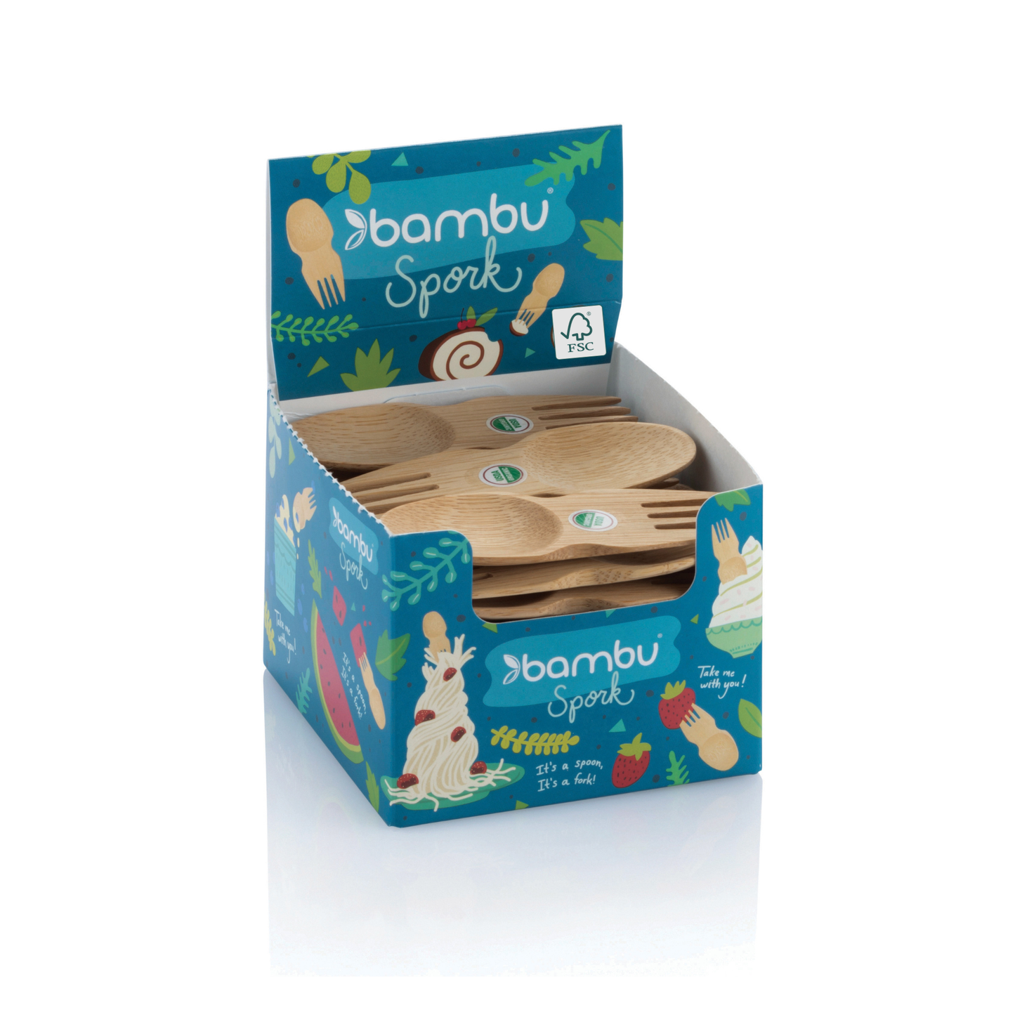 Bamboo Sporks in Display Unit