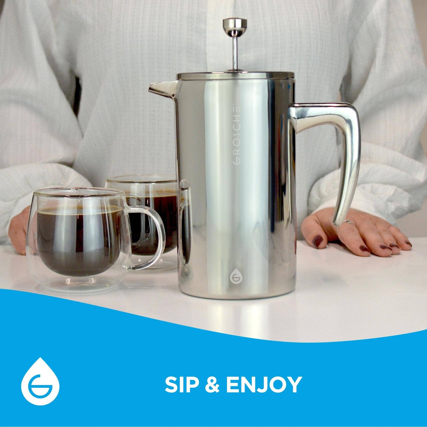 GROSCHE DUBLIN Stainless Steel Double Wall French Press