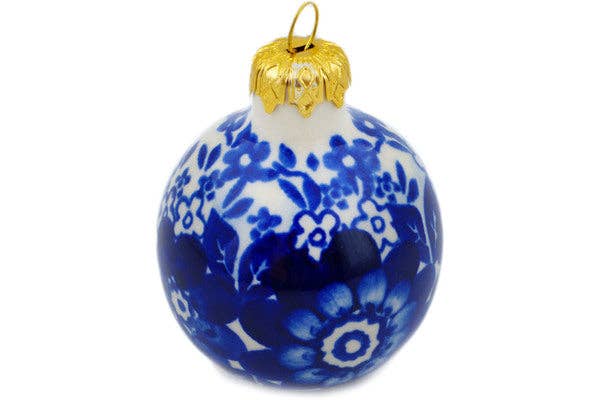 Christmas Ball Ornament 3" Fancy Floral Theme UNIKAT
