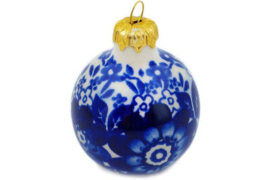 Christmas Ball Ornament 3" Fancy Floral Theme UNIKAT