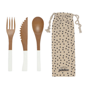 Bamboo Cutlery in to go pouch