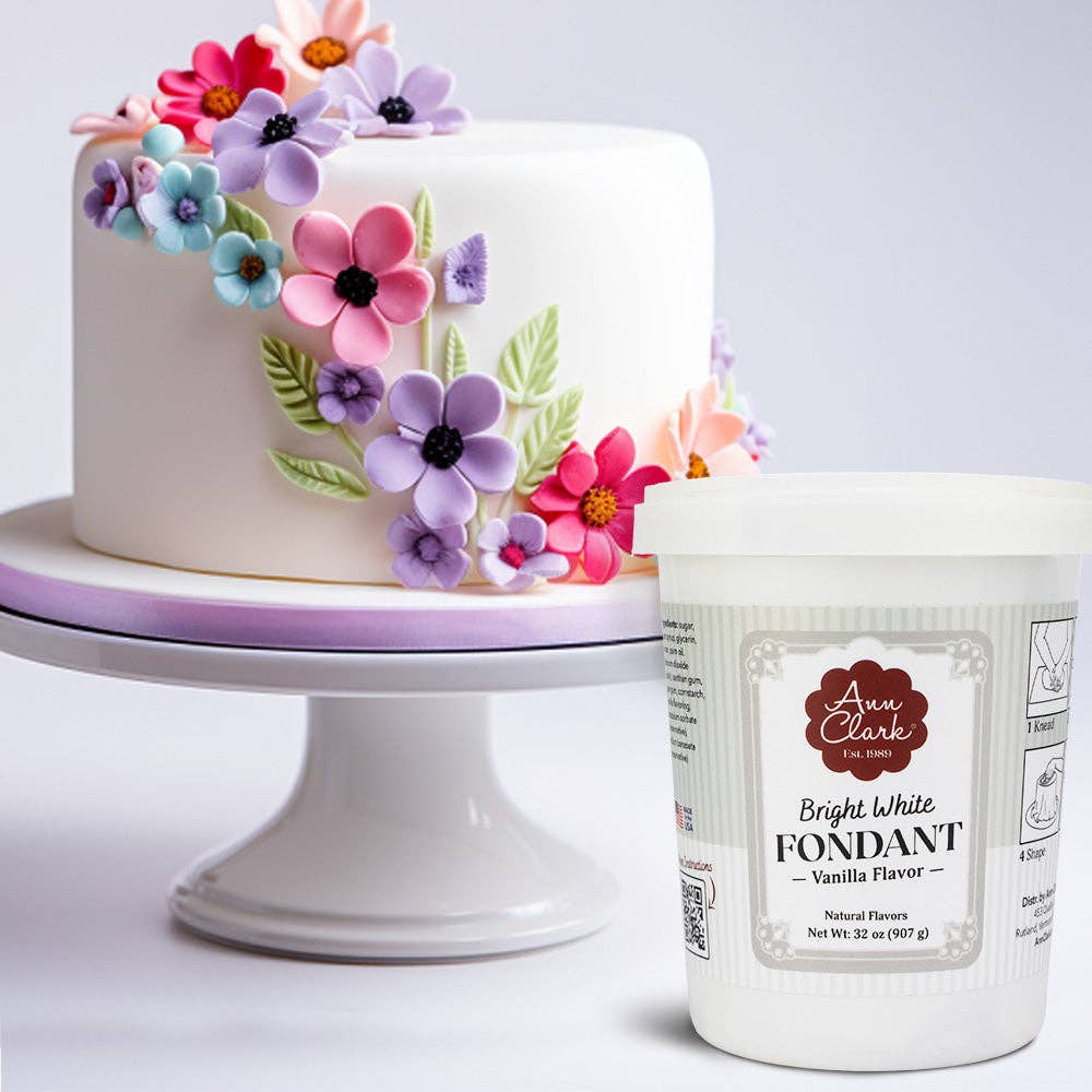 Ann Clark Bright White Fondant, Vanilla Flavor, 32 oz