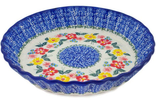 Fluted Pie Dish 10" Hibiscus Haven Theme
