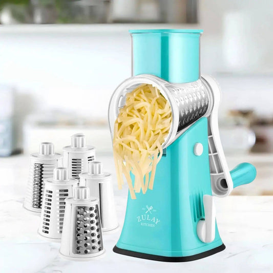 Rotary Cheese Grater with 5 Interchangeable Drums