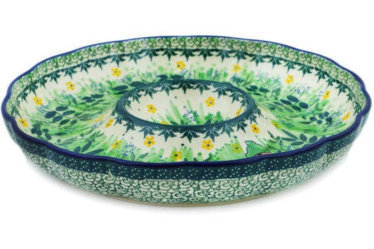 Chip and Dip Platter 10" Green Tranquility Theme UNIKAT