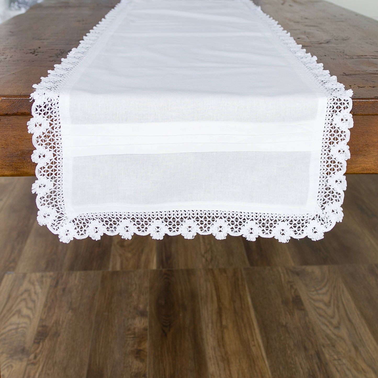Glenfield 16x72 White Cotton Linen Table Runner