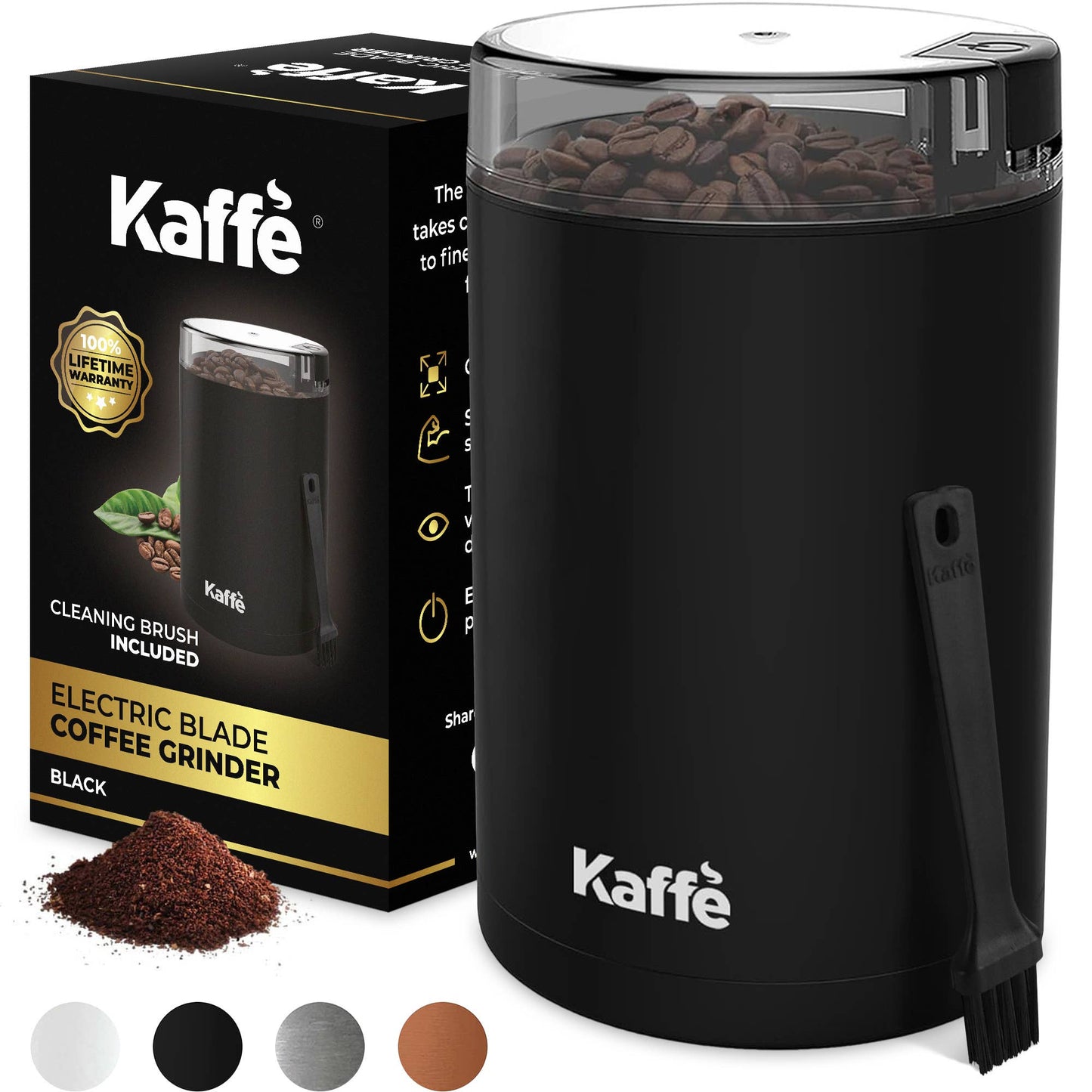 Kaffe Electric Coffee Grinder w/ Cleaning Brush - 3oz