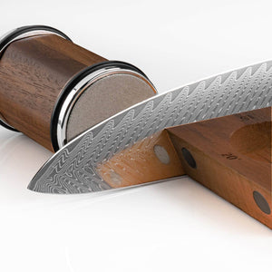 Rolling Knife Sharpener with Magnetic Base with Wooden Base