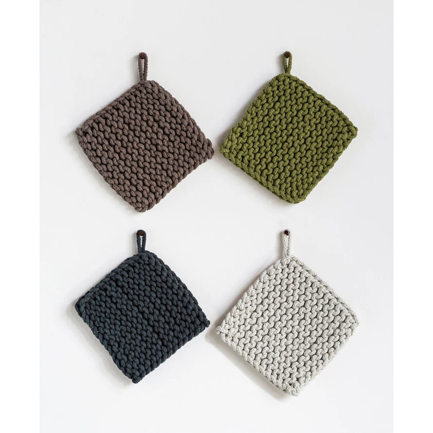 Cotton Crocheted Pot Holder (Forest Tones)