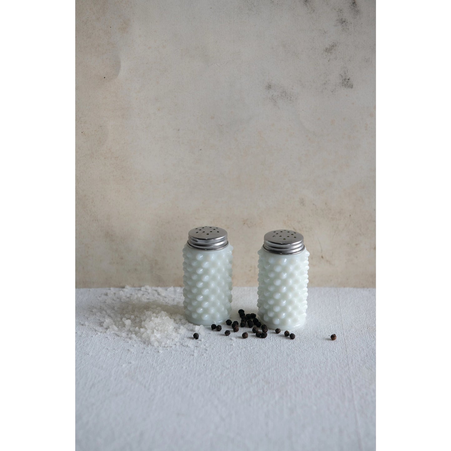 Milk Glass Salt and Pepper Shakers, Set of 2