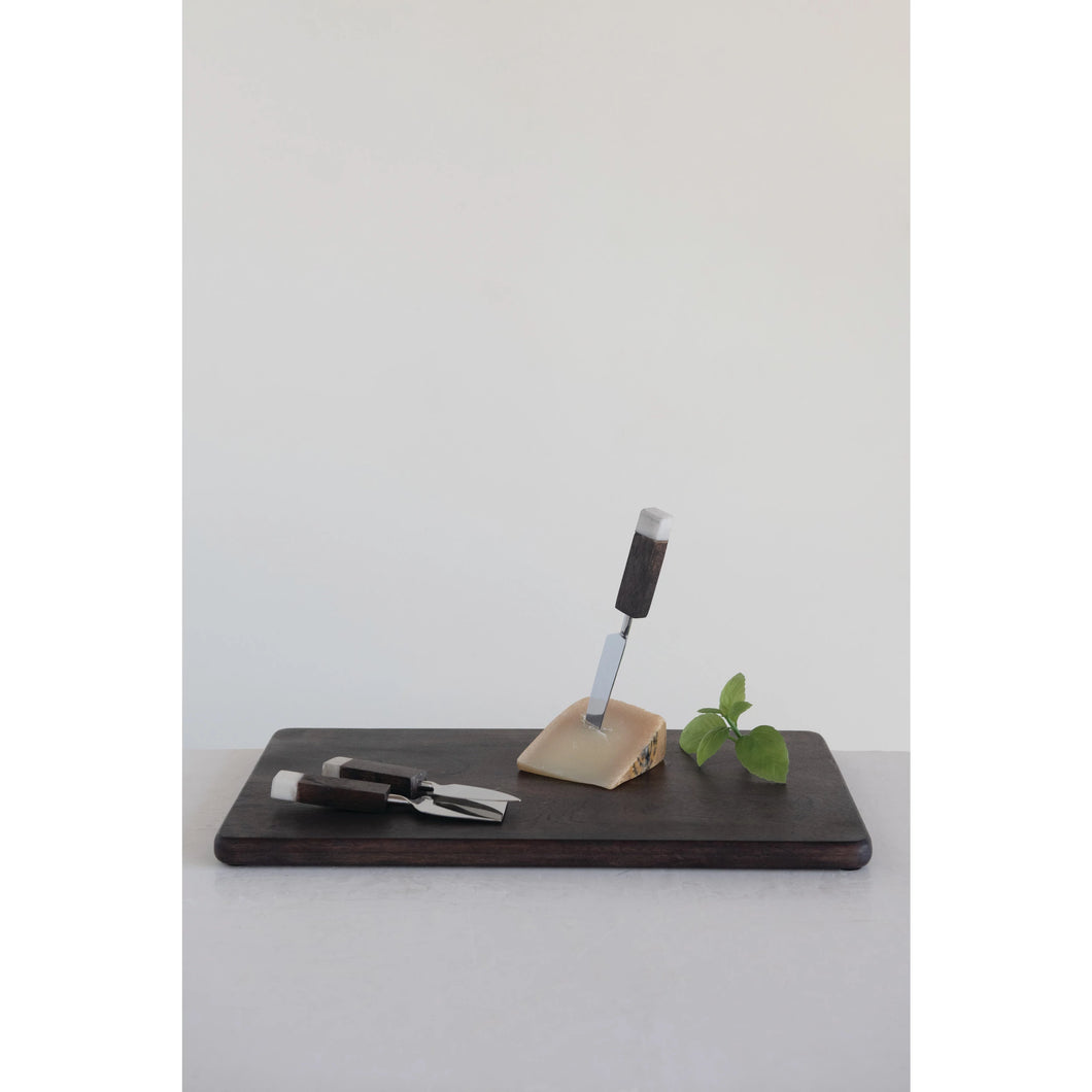 Acacia Wood Cheese/Cutting Board, Cheese Knives