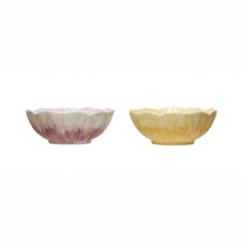 Load image into Gallery viewer, Hand-Painted Embossed Stoneware Flower Bowl
