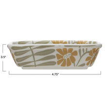 Load image into Gallery viewer, Hand-Stamped Stoneware Soap Dish w/ Flowers
